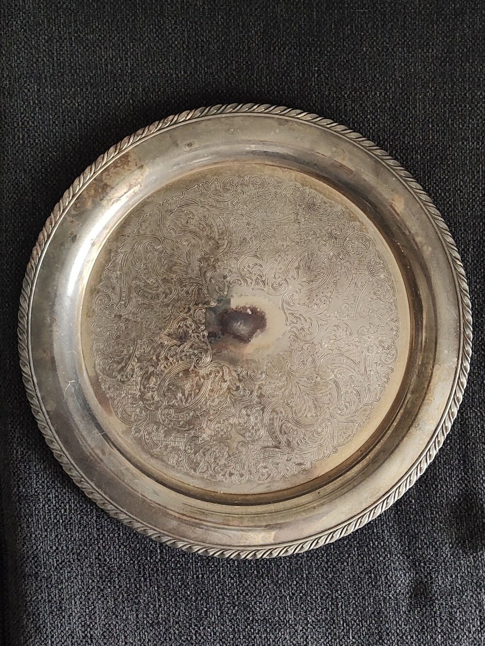 Vintage Engraved Silver Plated Serving Tray